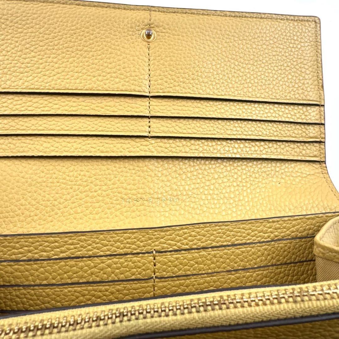 ✨極美品✨トリーバーチ　マックグロー　二つ折り　長財布　レザー　シボ革　イエロー