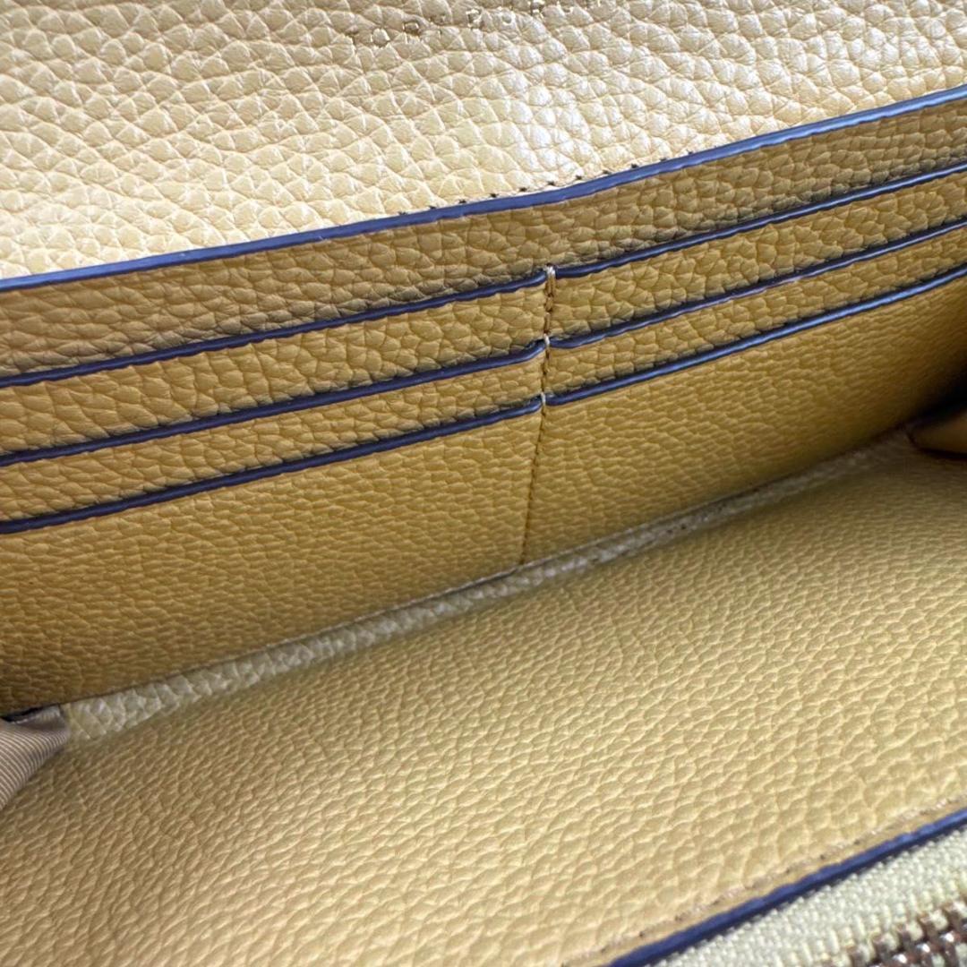 ✨極美品✨トリーバーチ　マックグロー　二つ折り　長財布　レザー　シボ革　イエロー