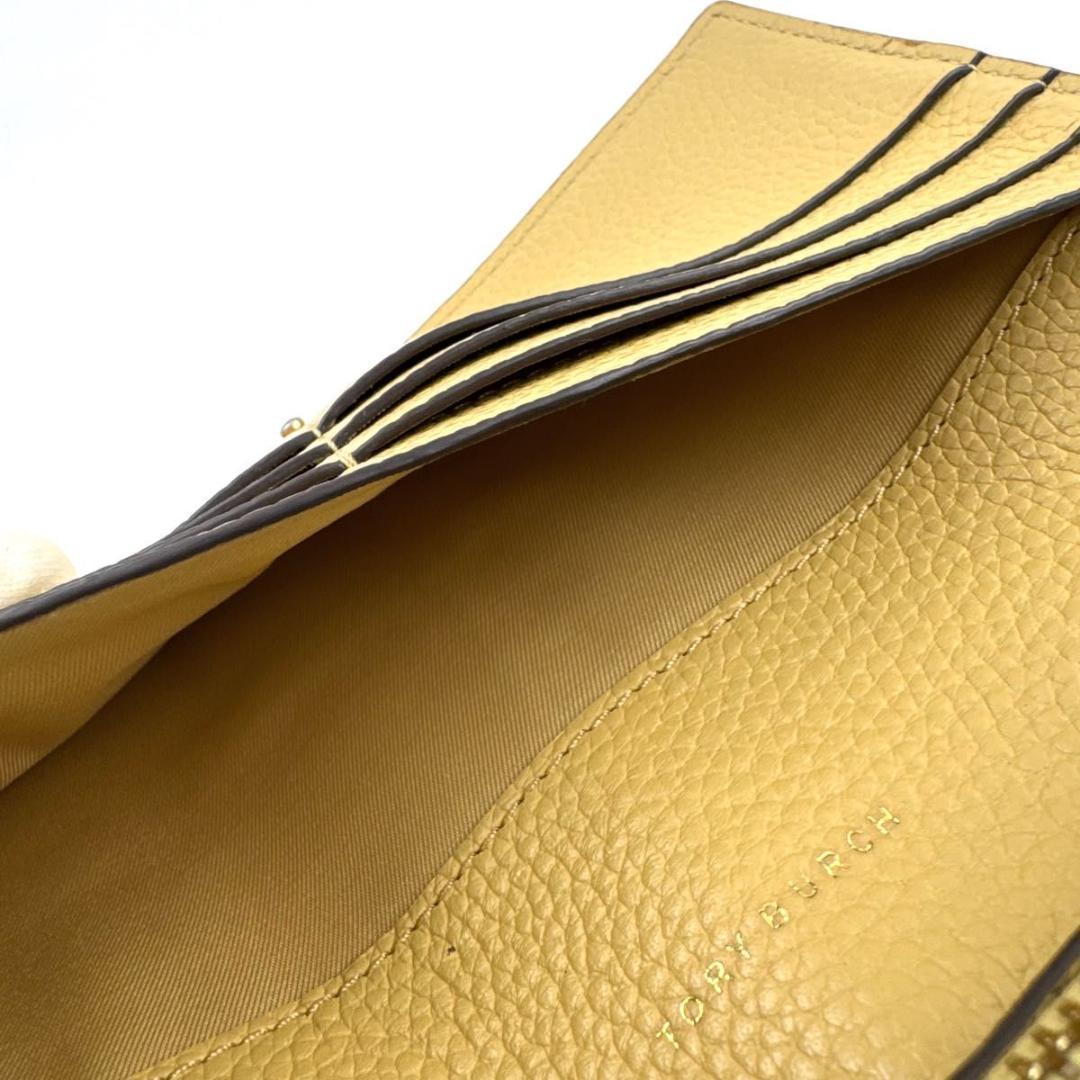 ✨極美品✨トリーバーチ　マックグロー　二つ折り　長財布　レザー　シボ革　イエロー