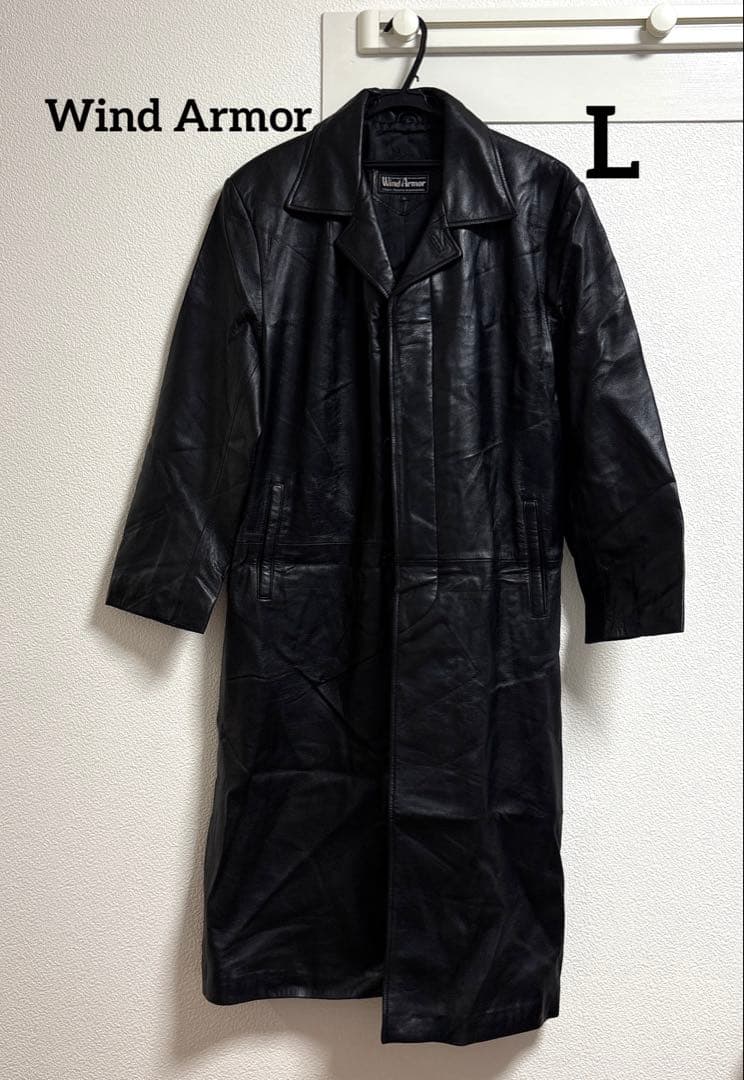 Wind Armor ラムレザー　羊革　ロングコート　ジャケット　ブラック　L