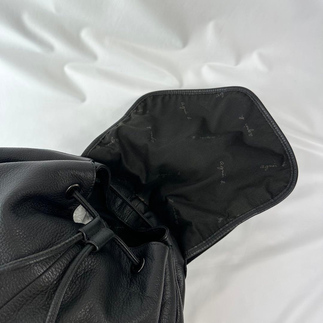 【専用】アニエスベー バッグ リュック バックパック レザー 黒 ロゴ型押し
