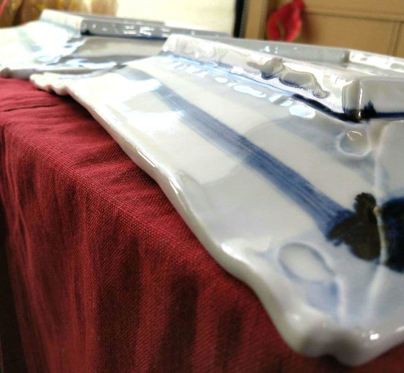 ♥希少な♥【ブロが選ぶ・高級皿・有田焼 庄右衛門作】デザイン扇型超特大皿２皿