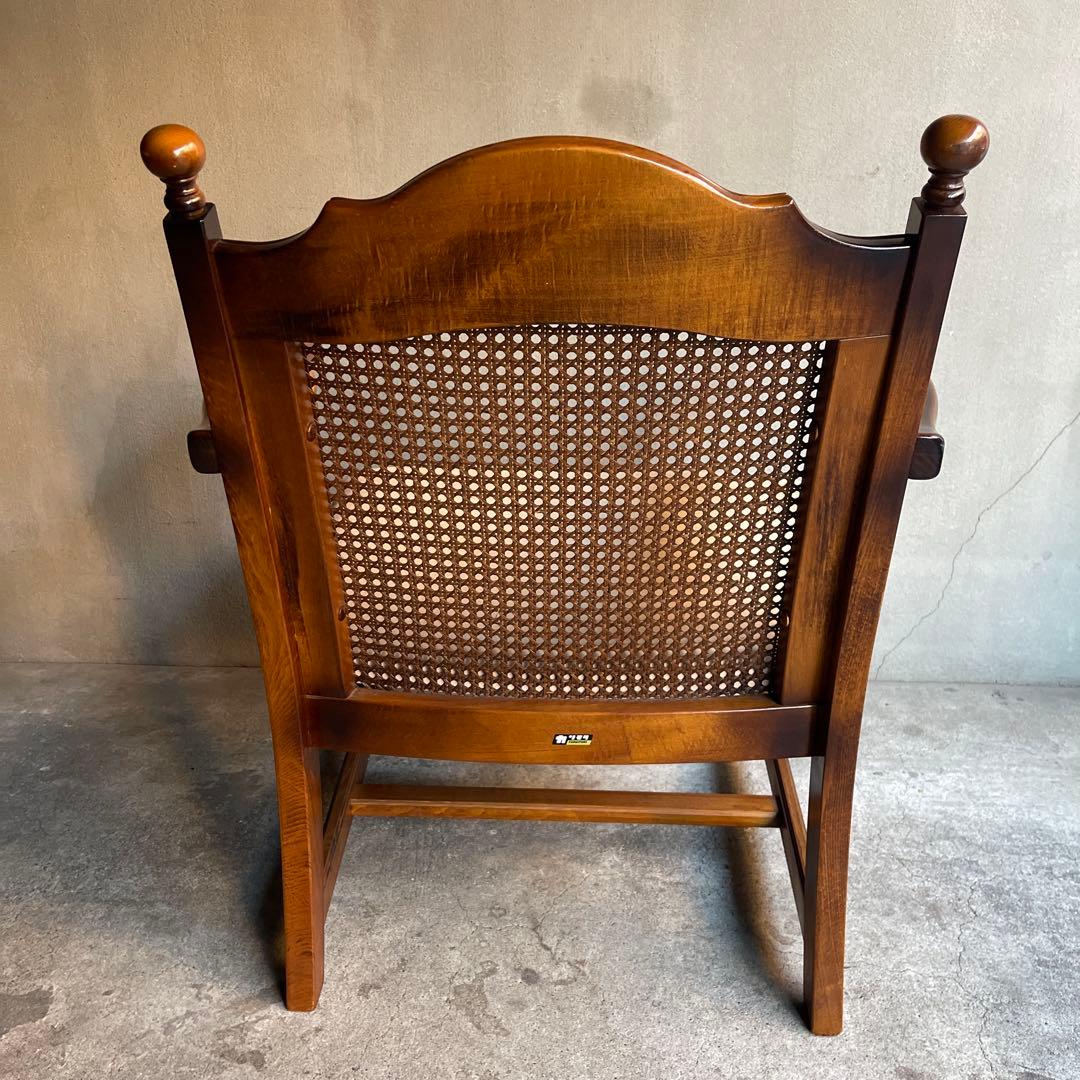 オールドカリモク　コロニアルビンテージアームチェア　本革座面張り替え