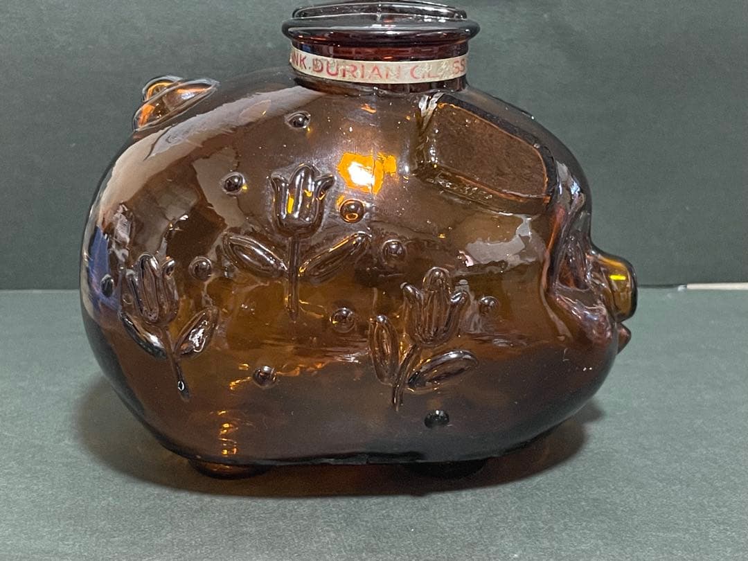 初期の台湾レア オールド ガラス クラフト ピッグ マネーボックス　2個セット