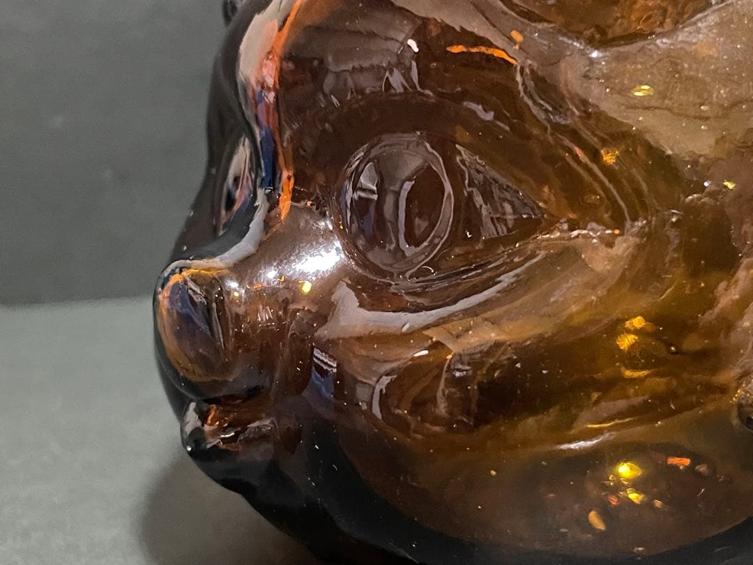 初期の台湾レア オールド ガラス クラフト ピッグ マネーボックス　2個セット