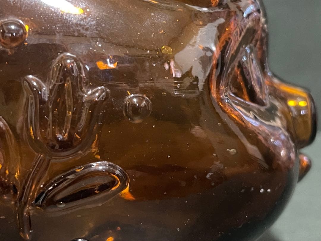 初期の台湾レア オールド ガラス クラフト ピッグ マネーボックス　2個セット