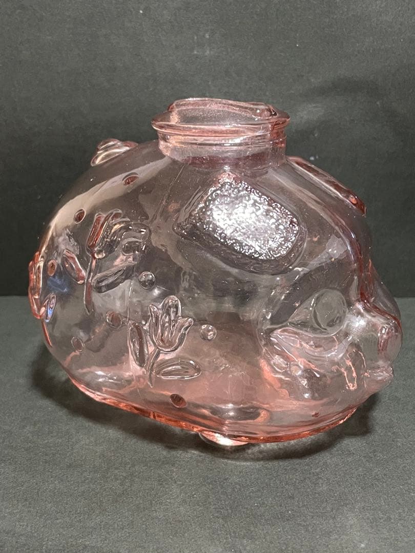 初期の台湾レア オールド ガラス クラフト ピッグ マネーボックス　2個セット