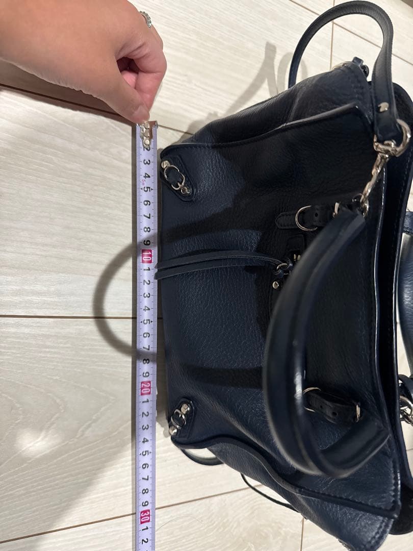 ネイビー レザー ショルダーバッグ　バレンシアガ　ペーパーミニバッグ