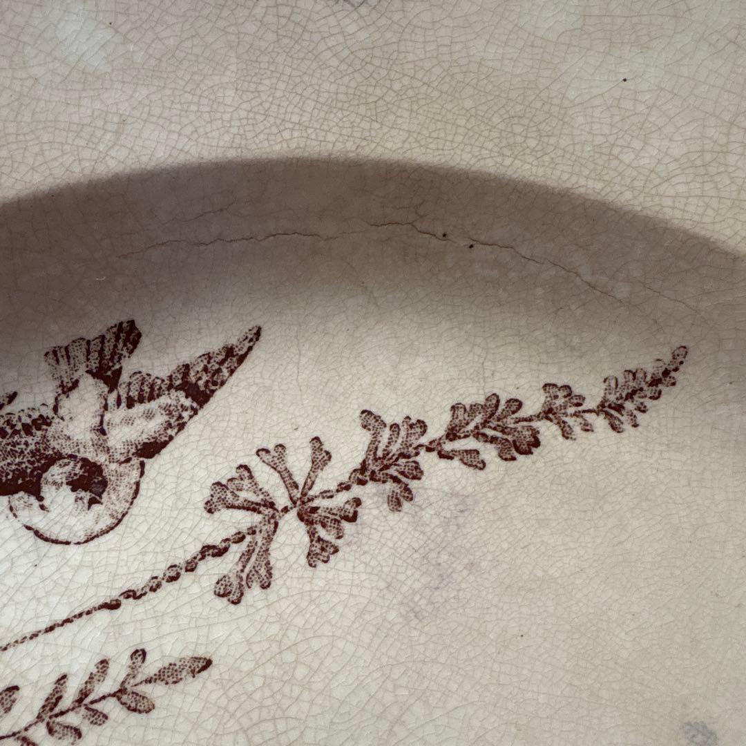 フランス　アンティーク　ボルドー窯　鳥　プレート　大皿