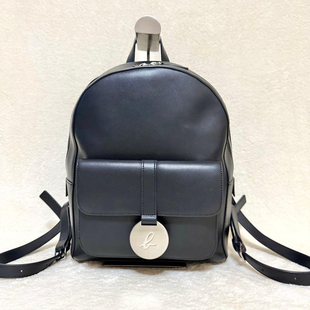 廃盤品 アニエスベー リュック レザー b.ロゴ プレート 黒 本革