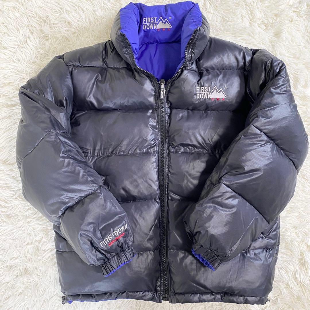 美品　FIRST DOWN ダウンジャケット リバーシブル　肉厚　極暖　黒　青