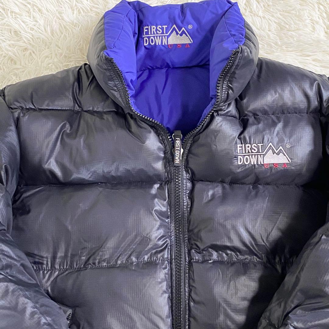 美品　FIRST DOWN ダウンジャケット リバーシブル　肉厚　極暖　黒　青