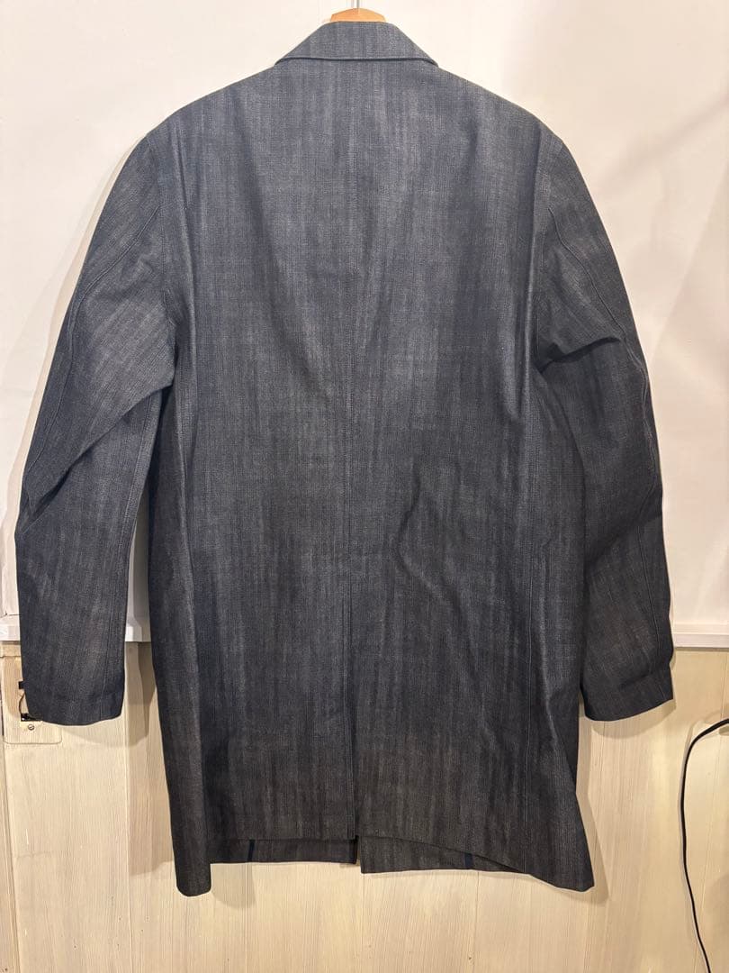 【美品】ナナミカ　ゴアテックスデニム　 ステンカラーコート　インディゴ　L