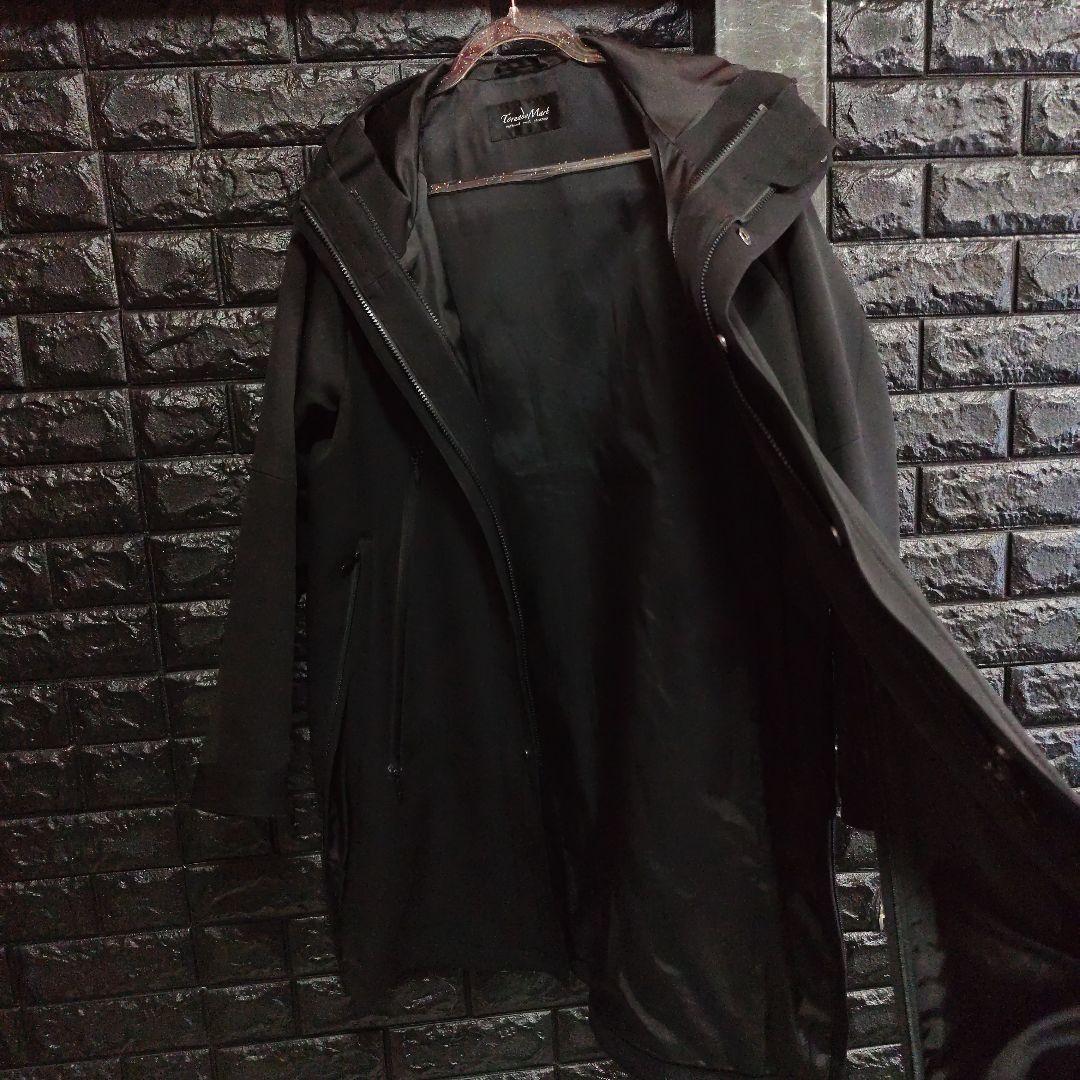 未使用に近いトルネードマート黒４wayフーデッドサイドスリットコート×ジャンパー