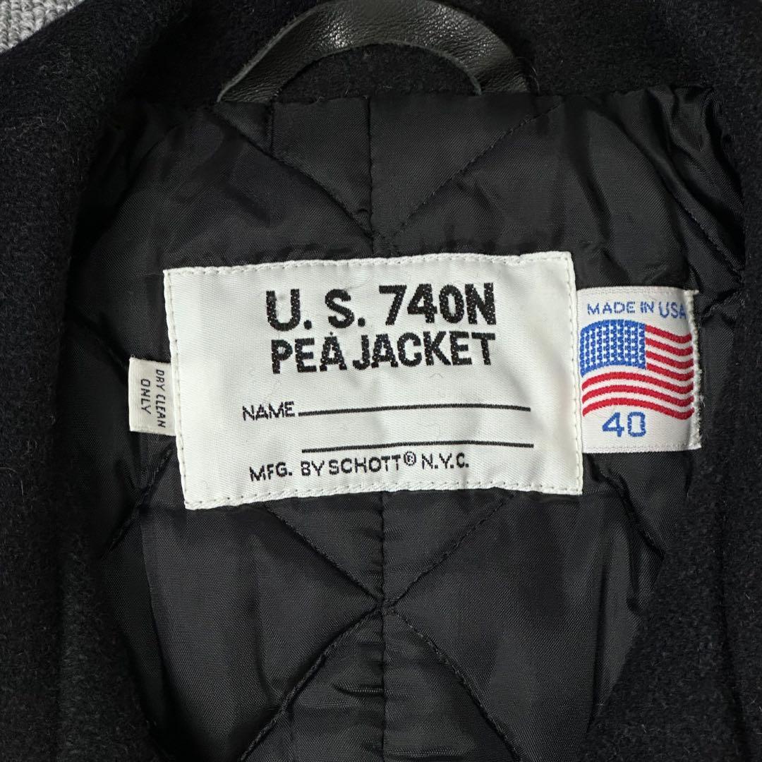 90s USA製 Schott PEA JACKET Pコート ショット 黒