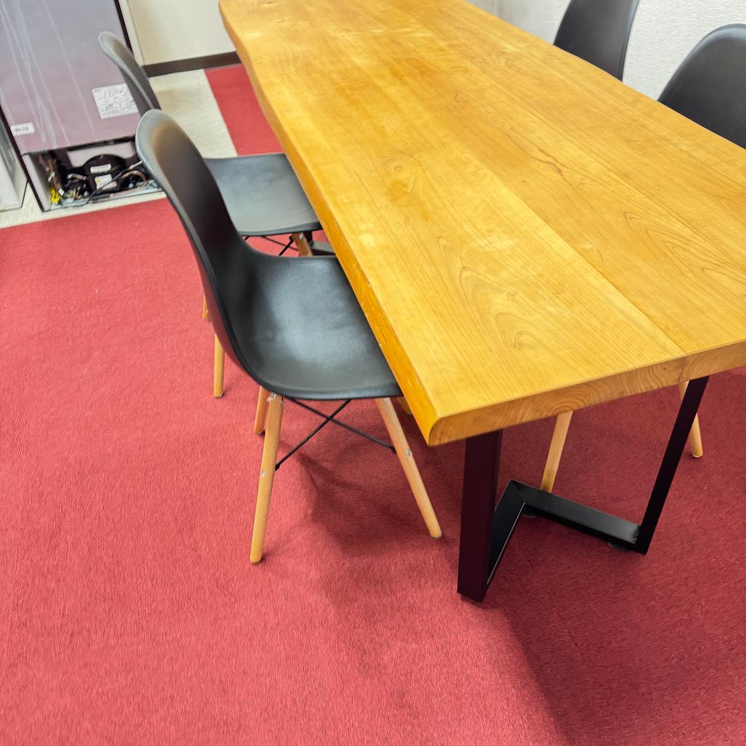 東京23区送料無料　美品ダイニングテーブル５点セット　一枚板　洗浄/除菌済み