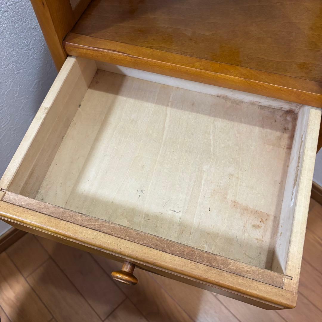 オールドカリモク 木製キャビネット 電話台 チェスト ラタン扉 昭和