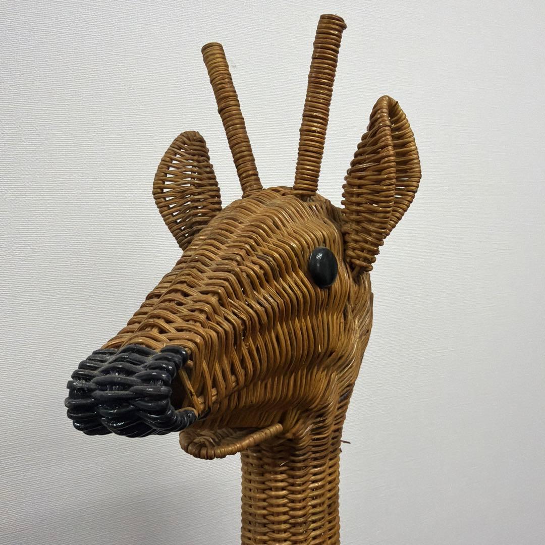 キリン ラタン 鉢置き 籐家具 オブジェ