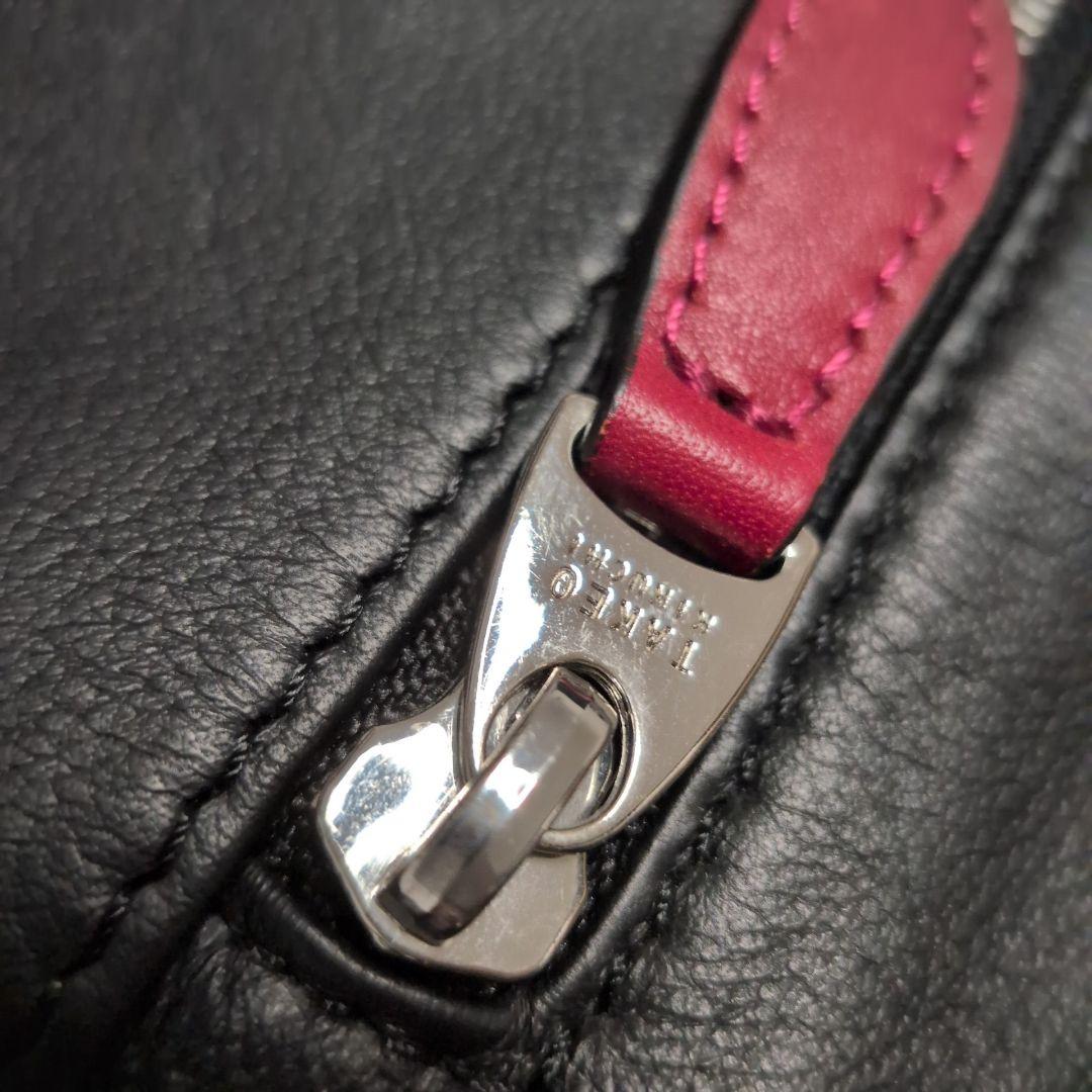 TAKEO KIKUCHI ソバージュ 本革 斜め掛けバッグ 黒 B5対応