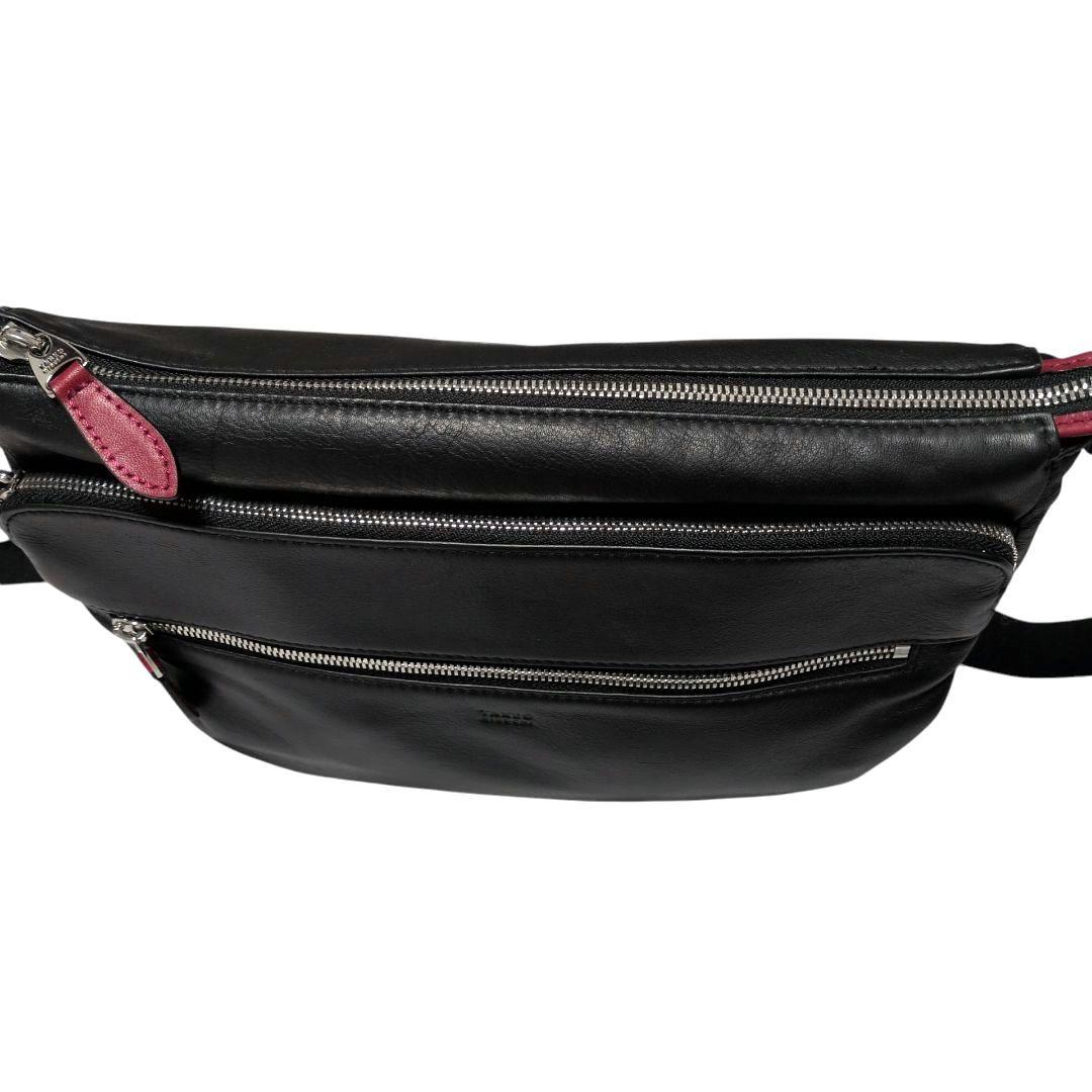 TAKEO KIKUCHI ソバージュ 本革 斜め掛けバッグ 黒 B5対応