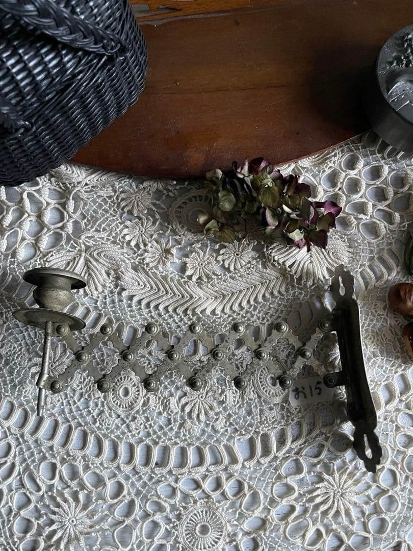 【お16】30 フランス　アンティーク　蛇腹　蝋燭立て キャンドルホルダー