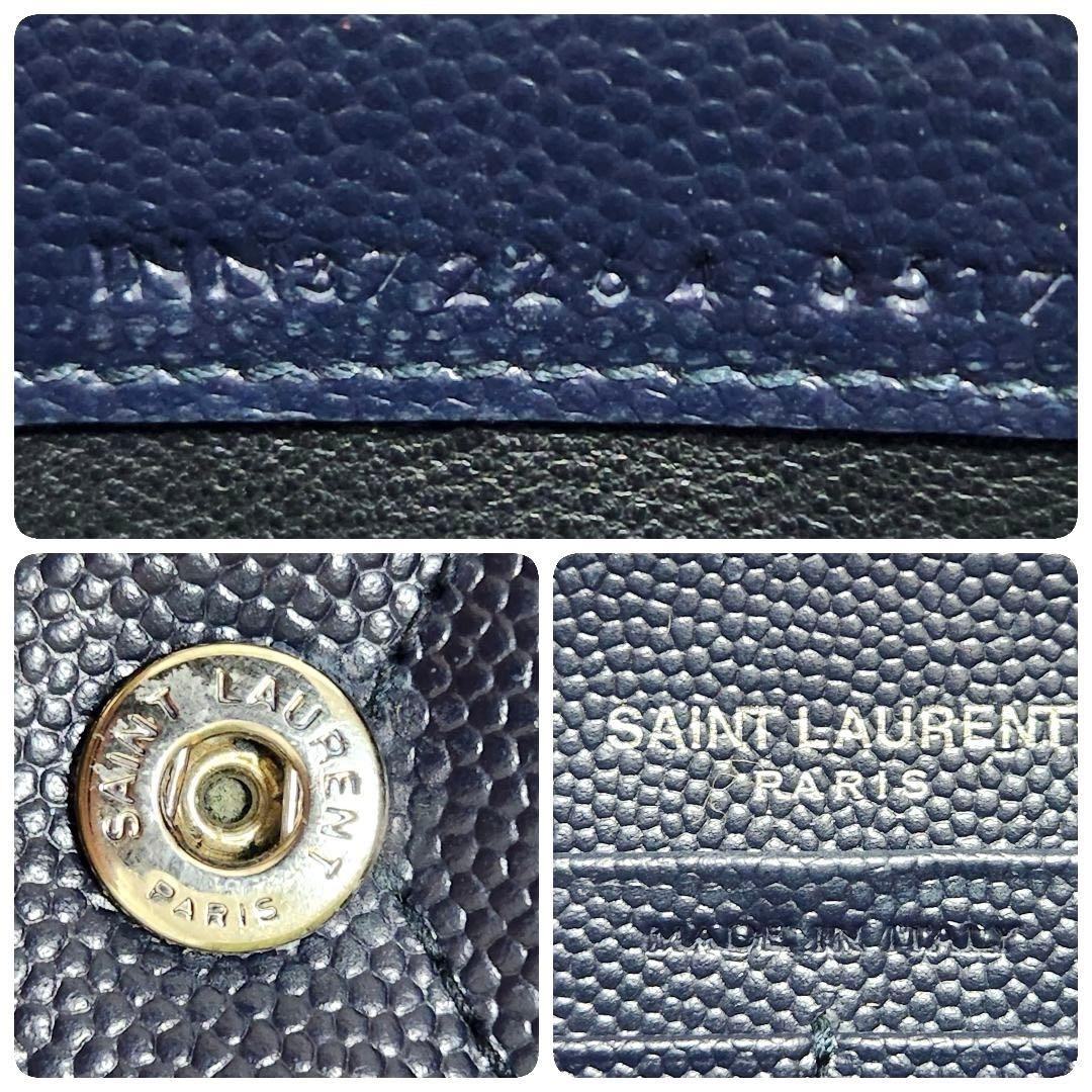 ✨未使用級✨サンローラン　長財布　二つ折り　カサンドラ　キャビアスキン　ネイビー