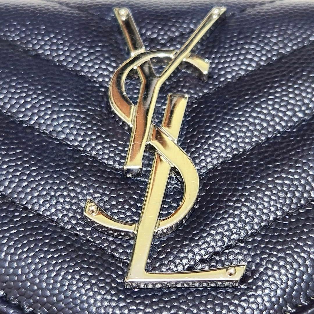 ✨未使用級✨サンローラン　長財布　二つ折り　カサンドラ　キャビアスキン　ネイビー