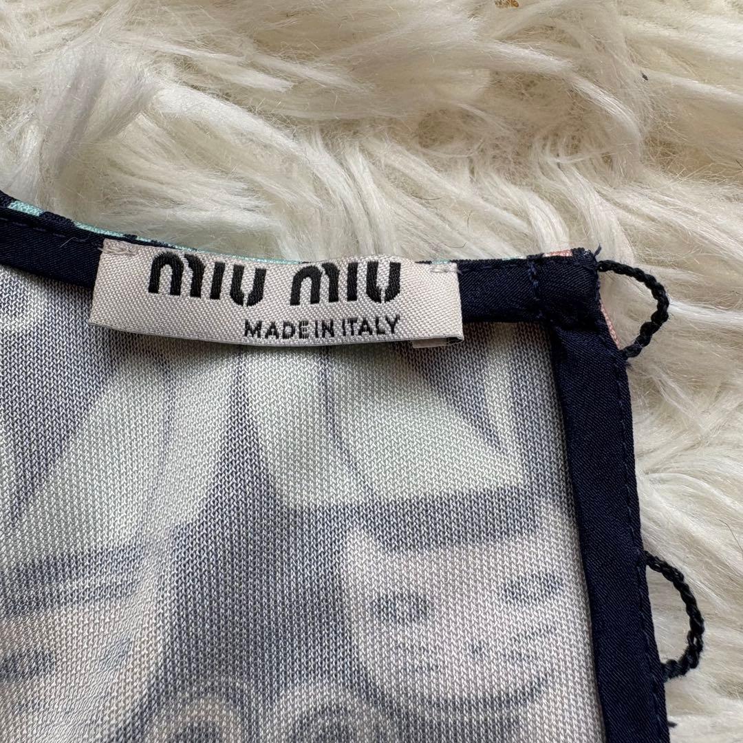 極美品 miumiu 猫柄 定価20万円 ベルト付ワンピース 40