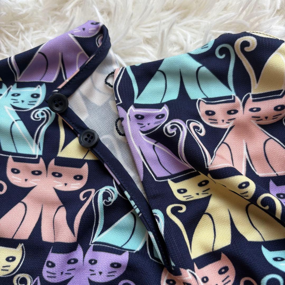 極美品 miumiu 猫柄 定価20万円 ベルト付ワンピース 40