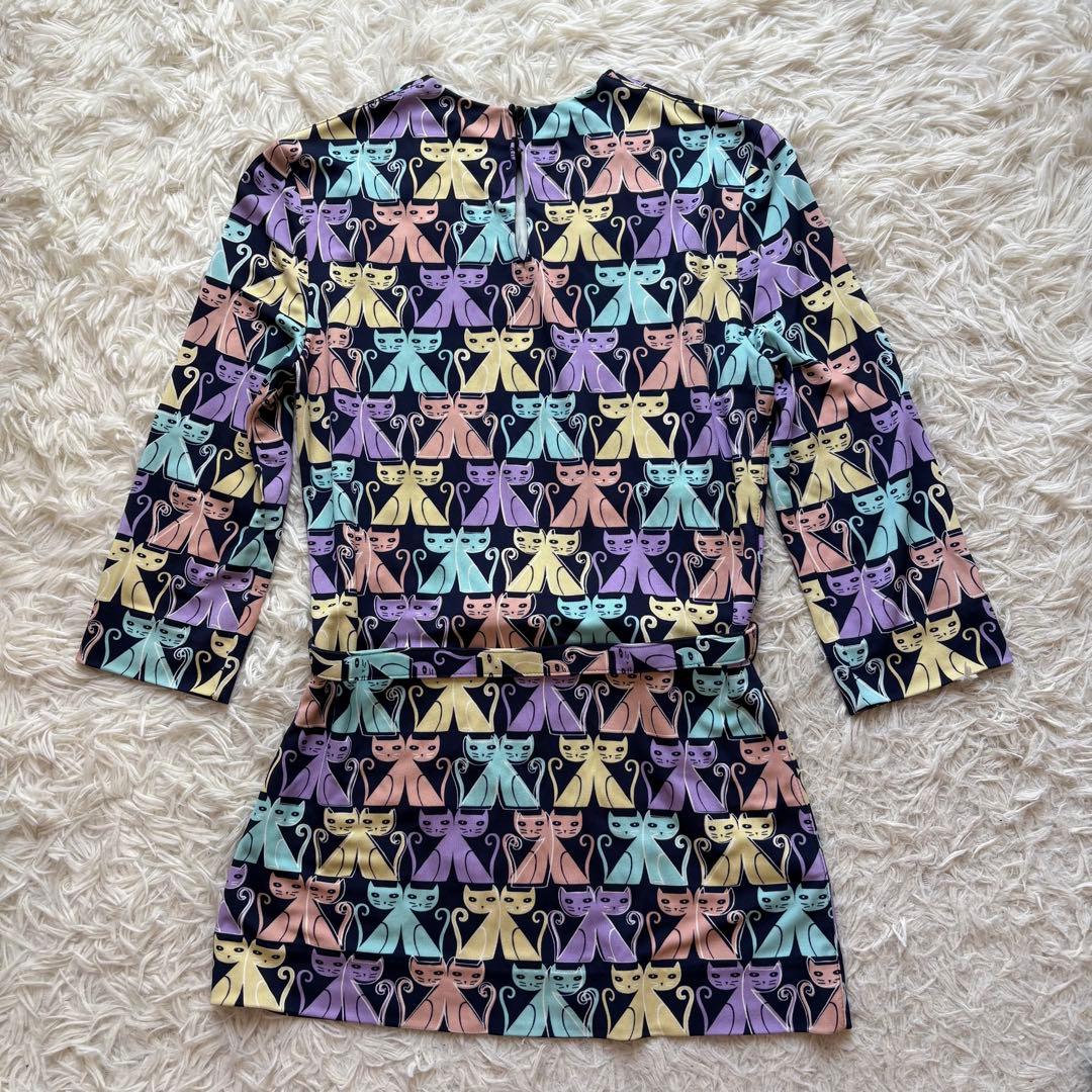 極美品 miumiu 猫柄 定価20万円 ベルト付ワンピース 40