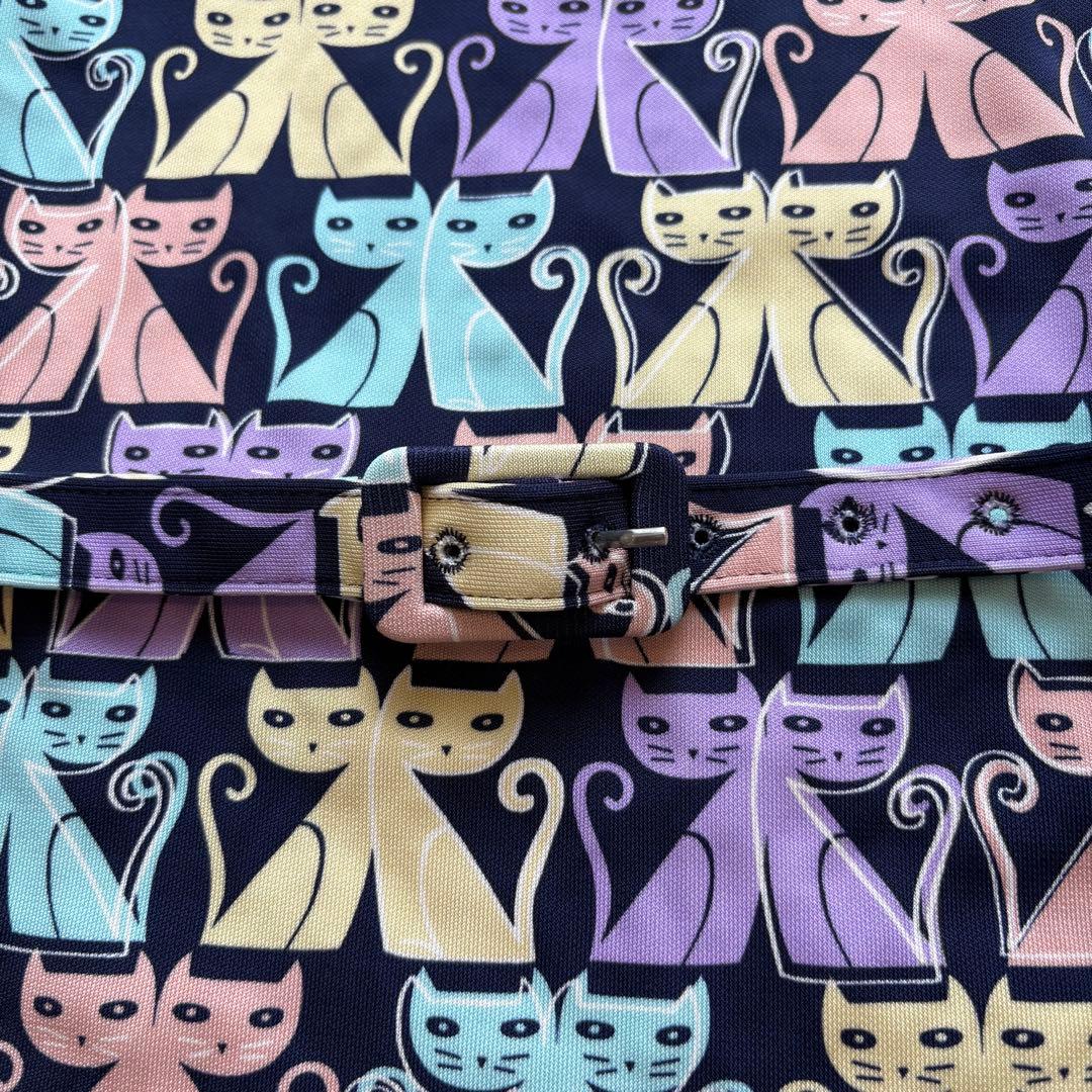 極美品 miumiu 猫柄 定価20万円 ベルト付ワンピース 40