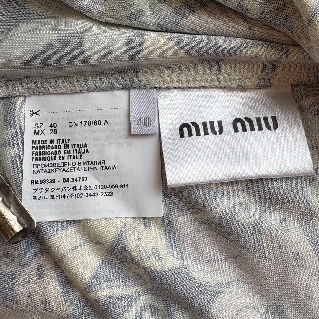 極美品 miumiu 猫柄 定価20万円 ベルト付ワンピース 40