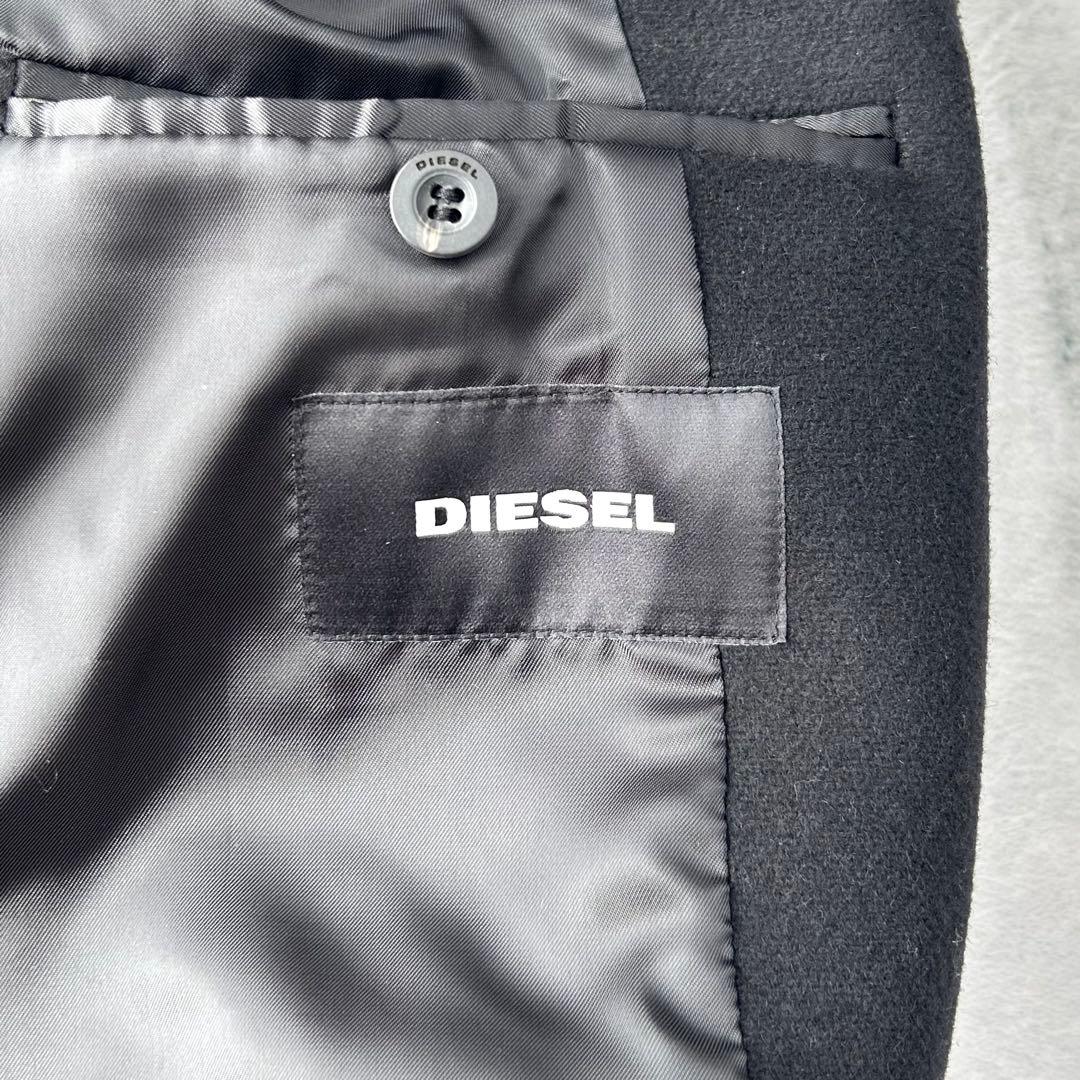 美品✨　DIESEL チェスターコート　レザー　ニット　切替　ウール　キレイめ
