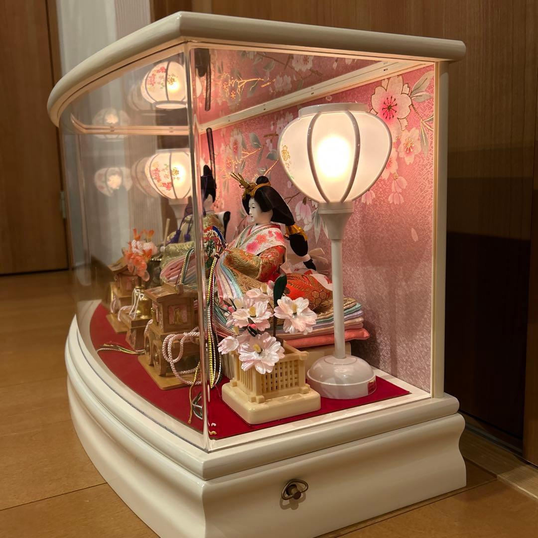 雛人形 アクリルケース ピンク 半円形 親王飾り ひな祭り おひなさま