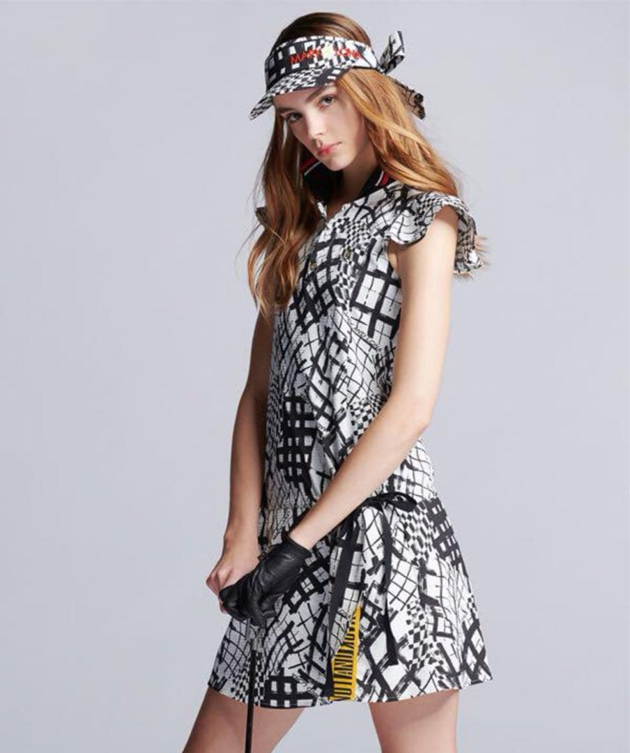 【極美品】マークアンドロナ ワンピース シアサッカー 38 M ストレッチ 白