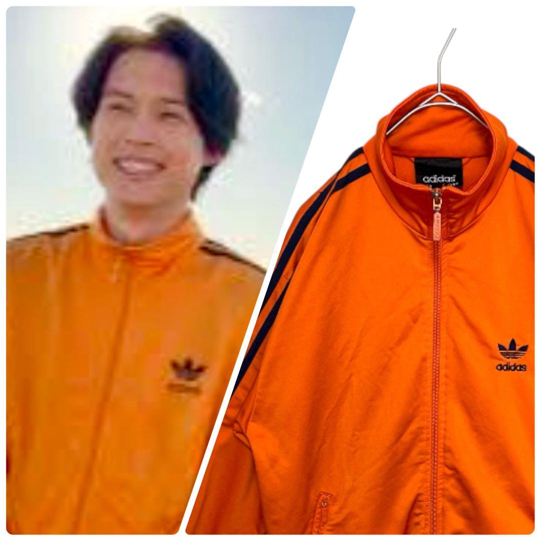 【松村北斗着用‼️】90s adidas ジャージ M相当 オレンジ 紺 古着