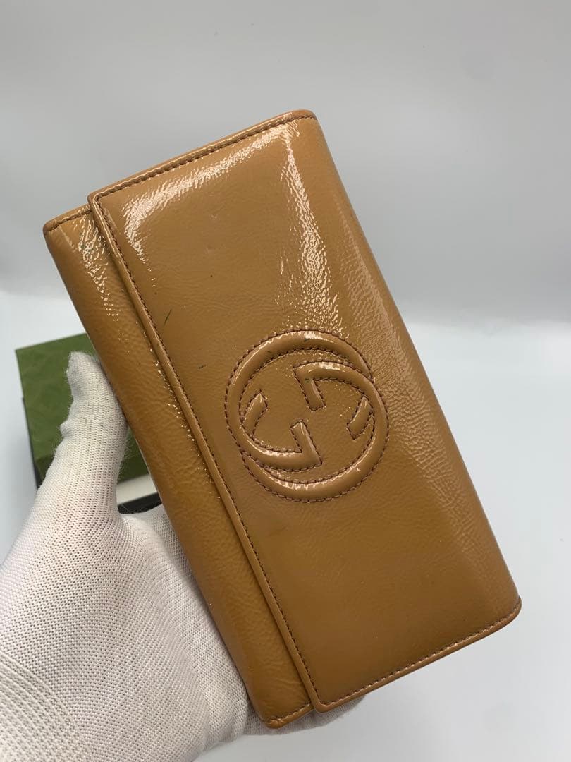 グッチ ソーホー 長財布 シボ革 レザー インターロッキング