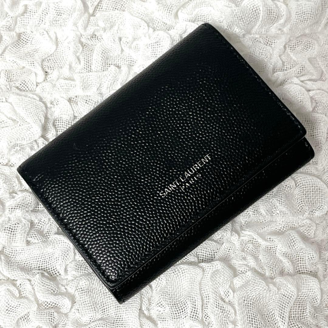 極美品✨サンローラン　6連　キーケース　キーリング　キャビアスキン　YSL　黒