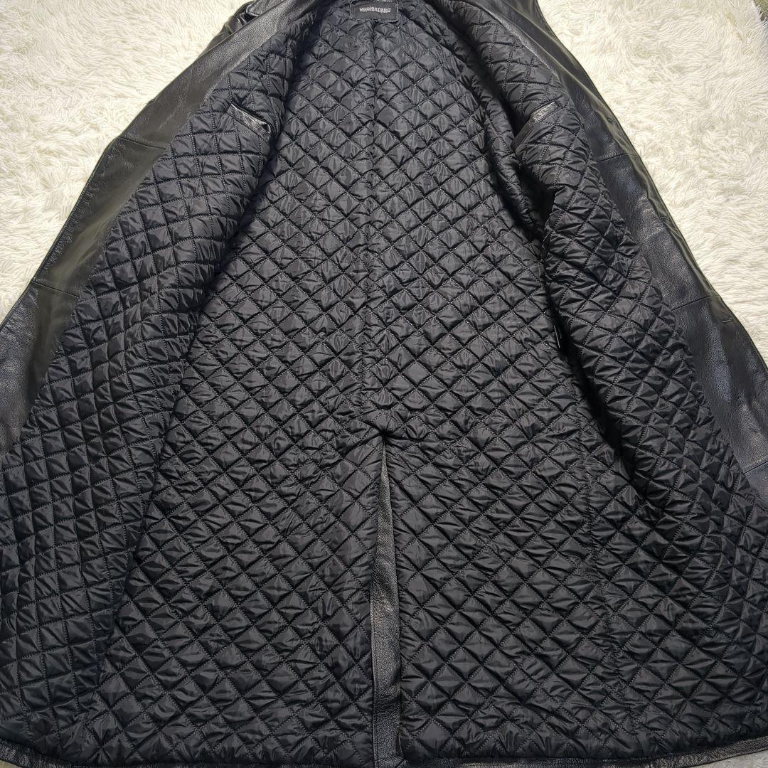 【美品✨レザー✨メンズ 2XL】ロングコート 牛革 ブラック シボレザー