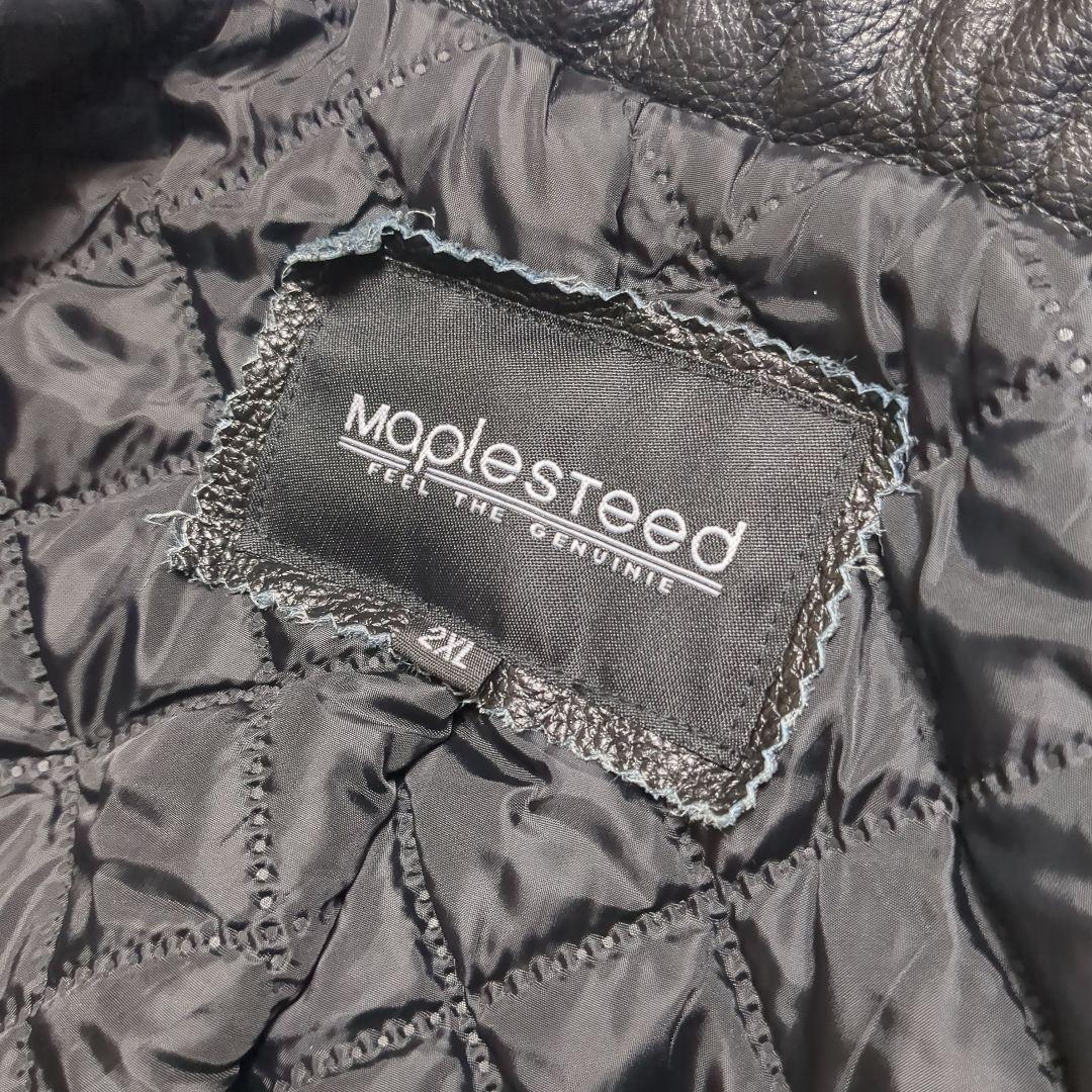 【美品✨レザー✨メンズ 2XL】ロングコート 牛革 ブラック シボレザー