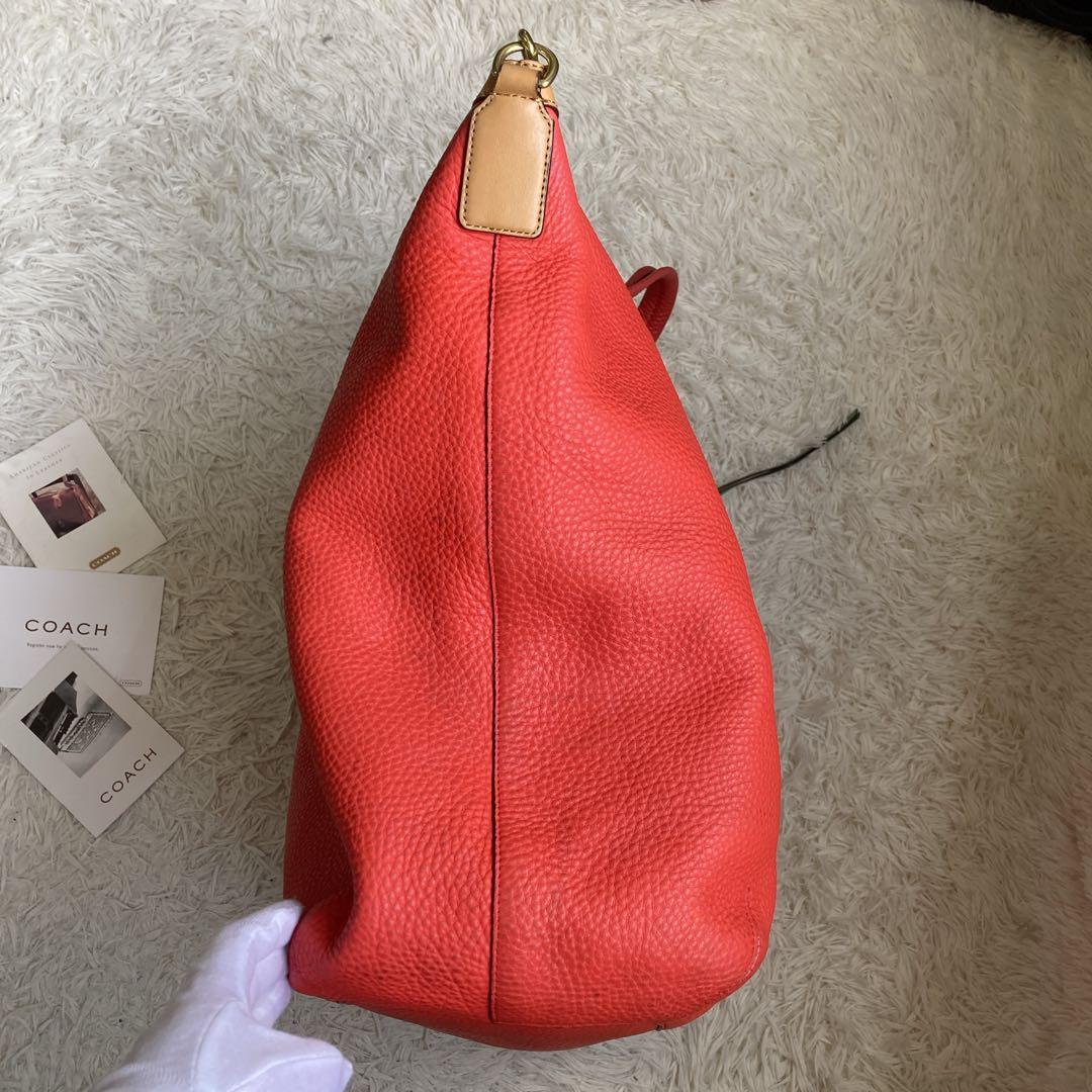 美品 COACH コーチ 特大 トート オレンジ ショルダーバッグ