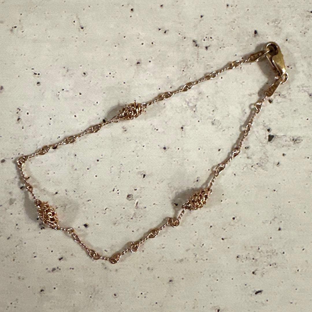 【難あり】14K ピンクゴールド ロープチェーンブレスレット