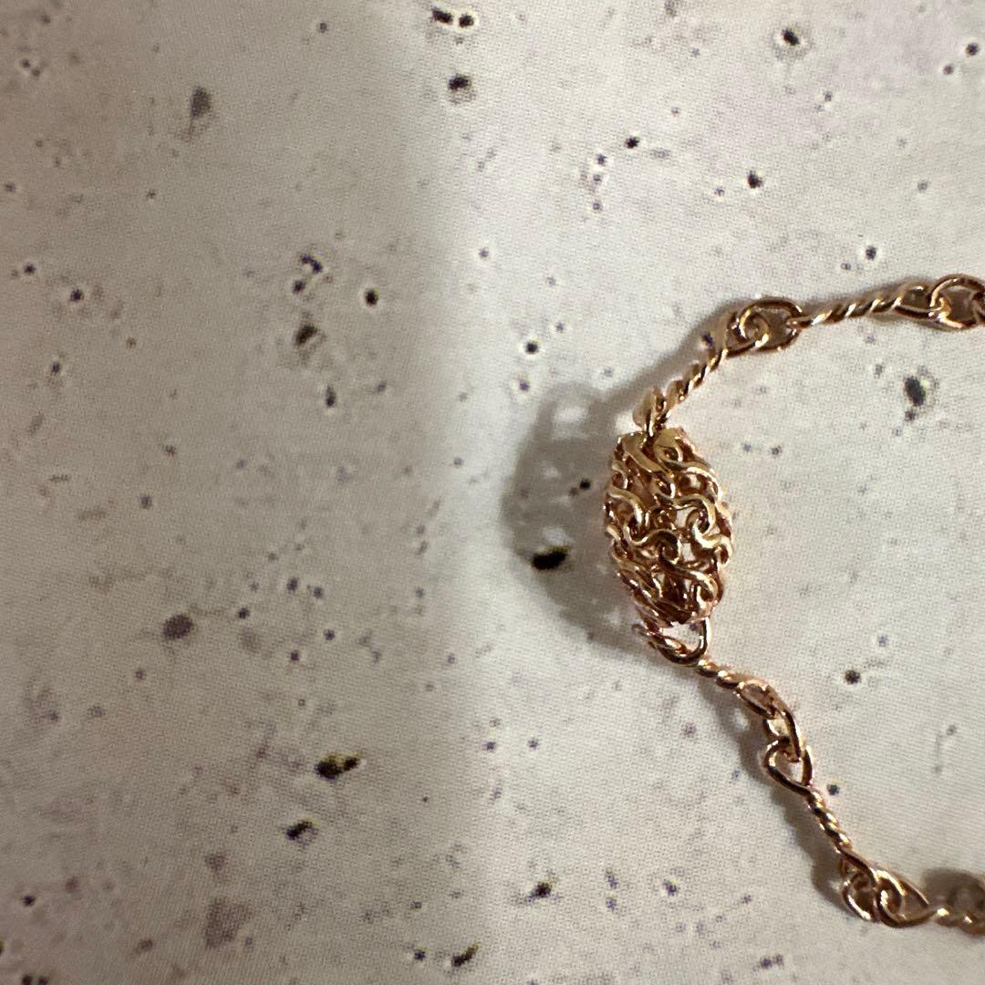 【難あり】14K ピンクゴールド ロープチェーンブレスレット
