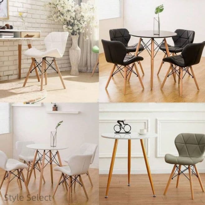 ダイニングチェア 4脚セット PU レザー 木脚 北欧風 組立簡単