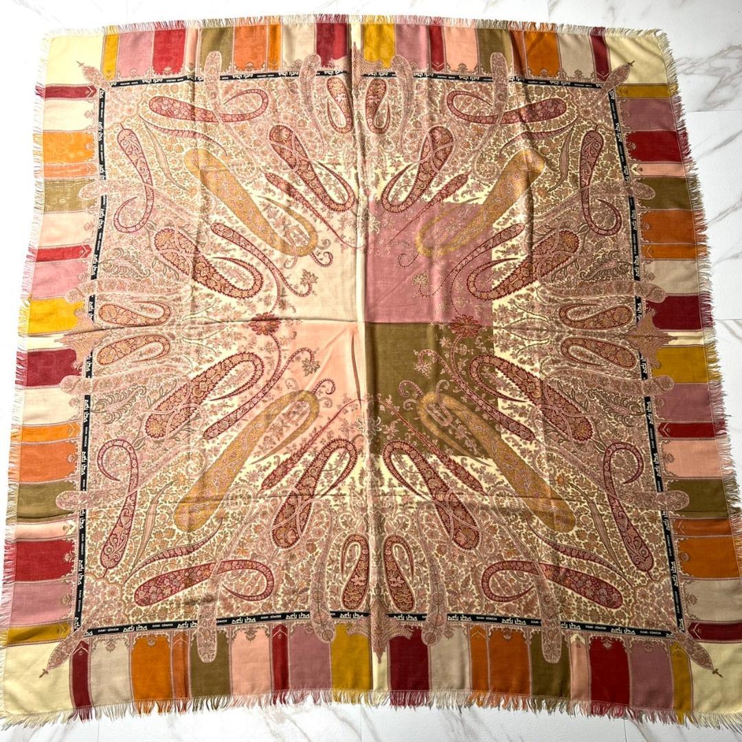 希少✨エルメス カレ140 カシミアシルク ショール スカーフ ペイズリー 美品