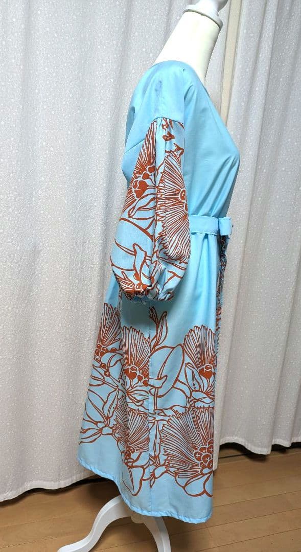 ハワイアンワンピース　八分袖　袖口ゴム③