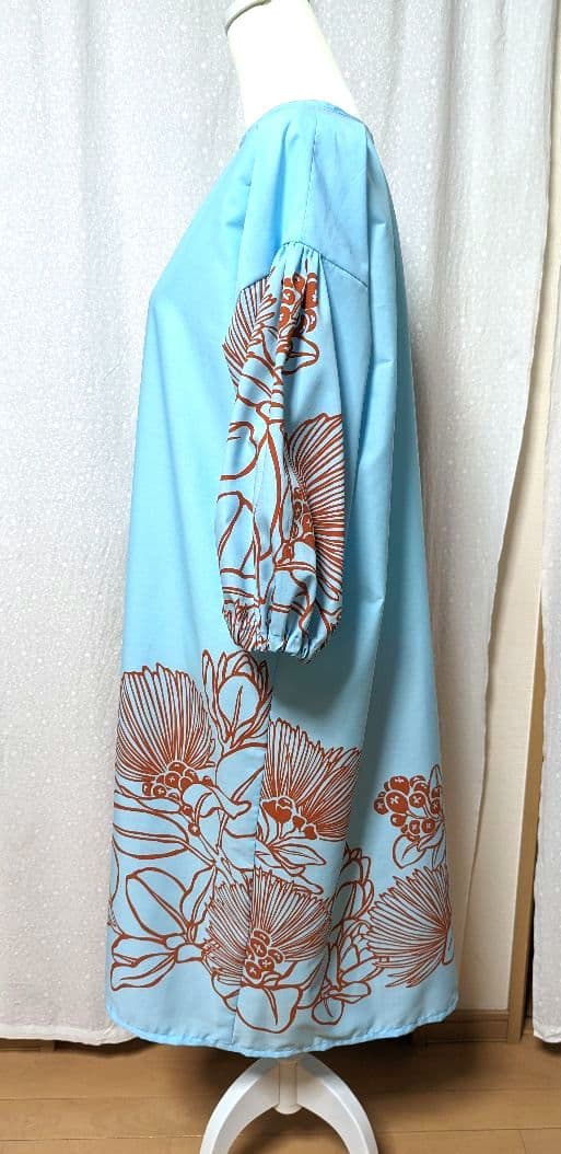 ハワイアンワンピース　八分袖　袖口ゴム③