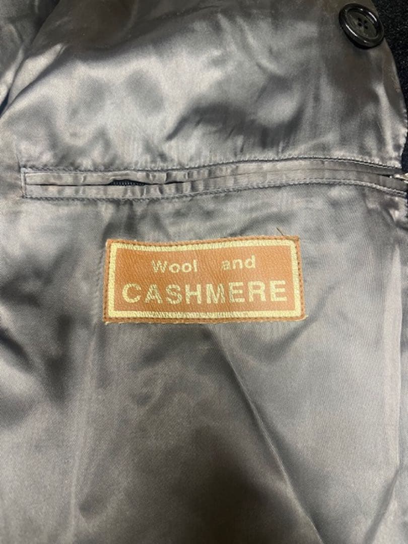イタリアvintageカシミアウールコート　チャコールダブルブレストコートM