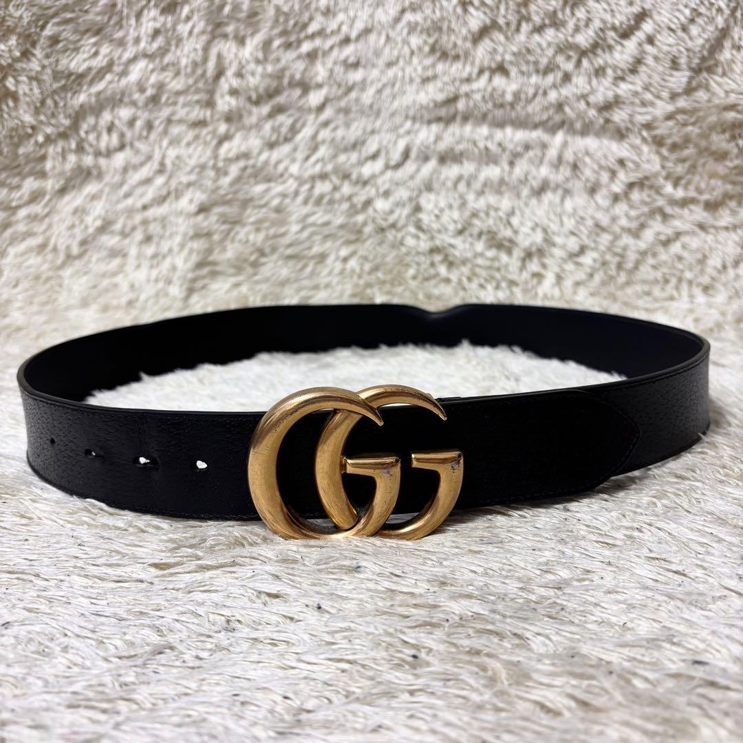 極美品✨ GUCCI ベルト マーモント レザー ブラック GG 刻印 近年