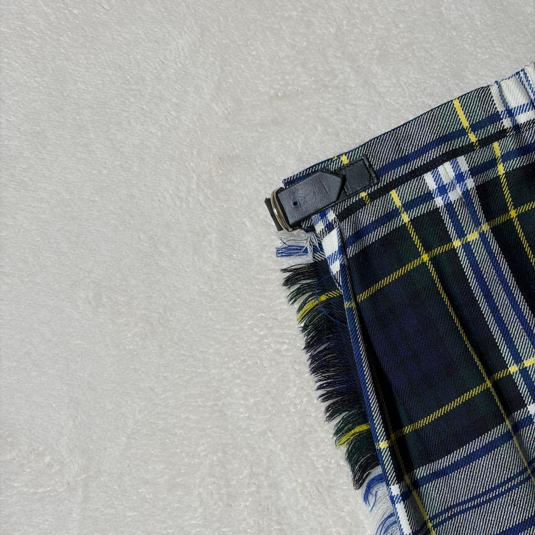 オニールオブダブリン　フロントプリーツ キルトスカート　ロング　ウール　ベルト